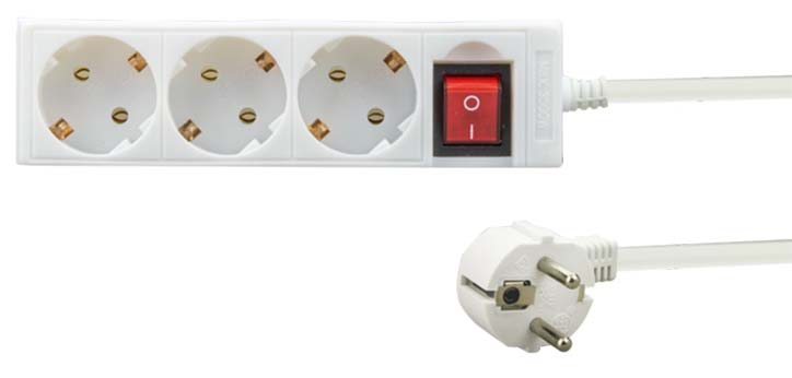 E+P Elektrik Mehrfachsteckdose 3-fach,ws E 47