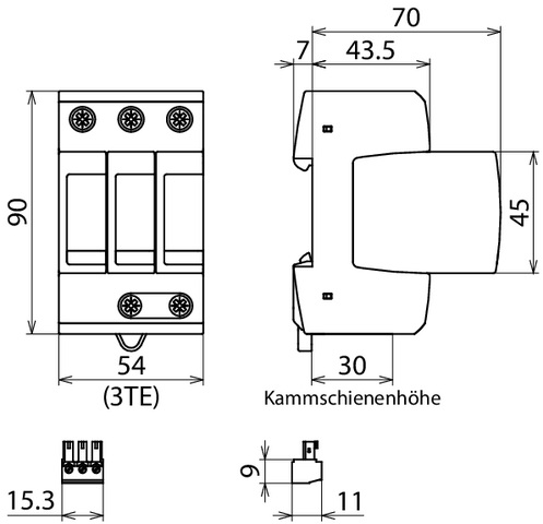 DEHN Überspannungsableiter 3-polig Uc 275V DG M TNC ACI 275 FM - 952330