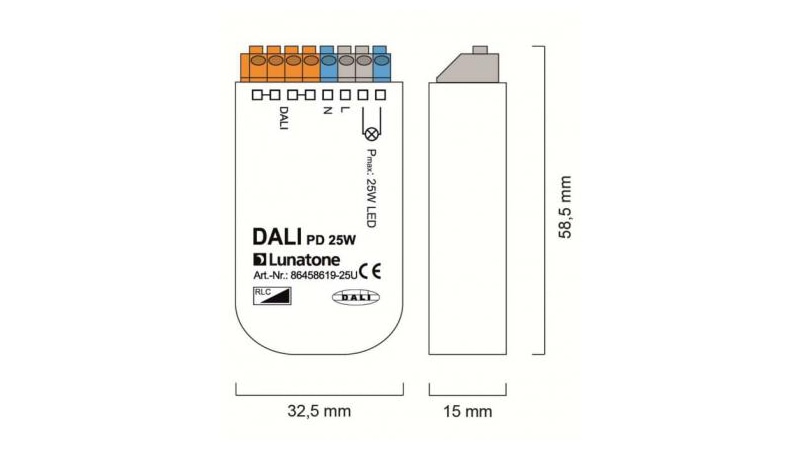 Lunatone lighting management DALI LED Trailing Edge phase cut dimmer DALI PD