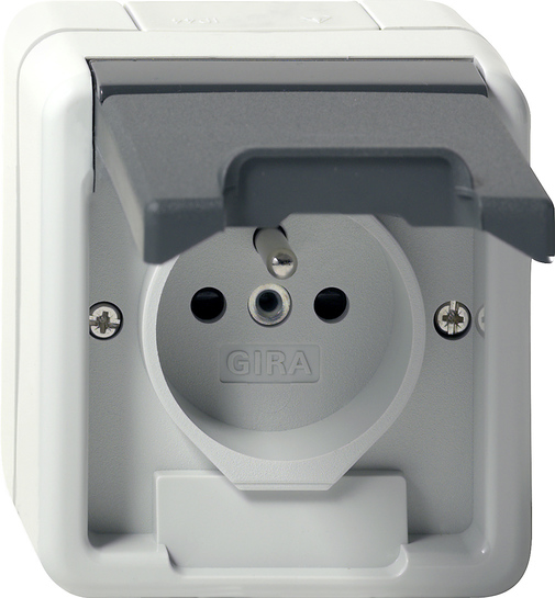 Gira Steckd. Erdstift KD+SH Grau 448530