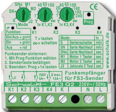 Schalk Funk-Empfängerschalter UP 4-Kanal FE3 Q2 - FE3Q29 Schalk Funk-Empfängerschalter UP 4-Kanal FE3 Q2 - FE3Q29