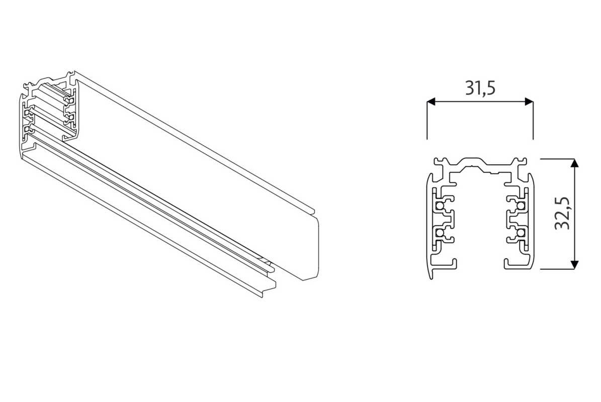 Oktalite 3PH power track surface-mounted 3m white