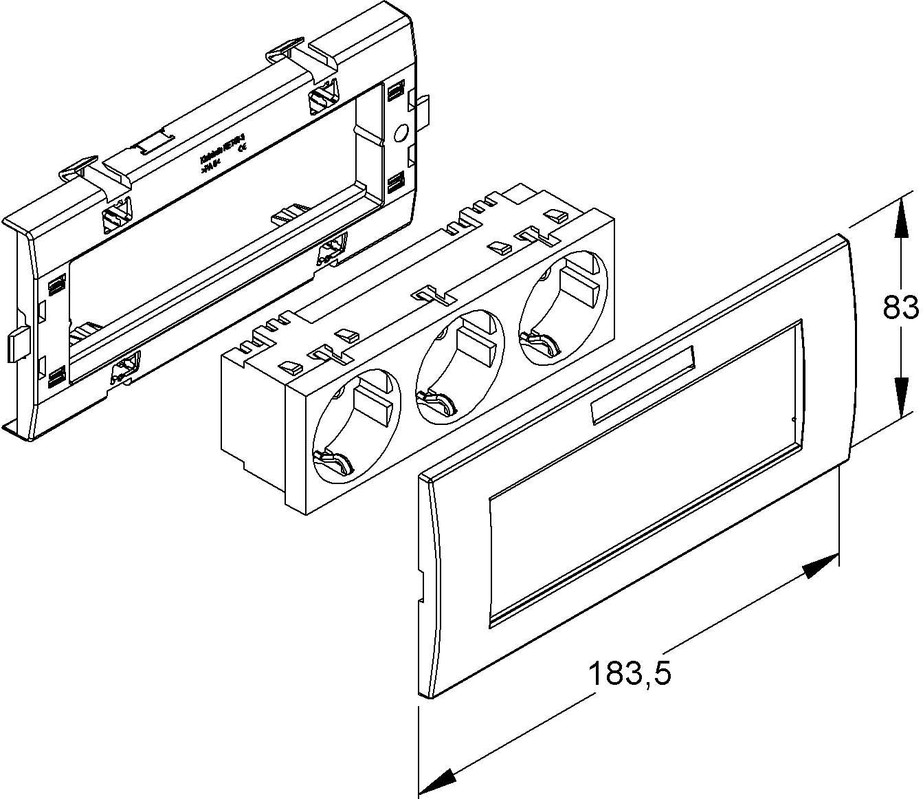 HKL Dreifachsteckdoseneinheit weiss KES-3.3.3