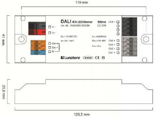 Lunatone LED-Dimmer DALI 4Ch CC 350mA GM 