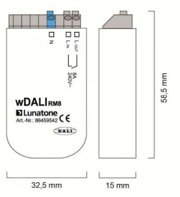 Lunatone DALI Funk-Empfänger + Transceiver wDali RM8 86459542+T