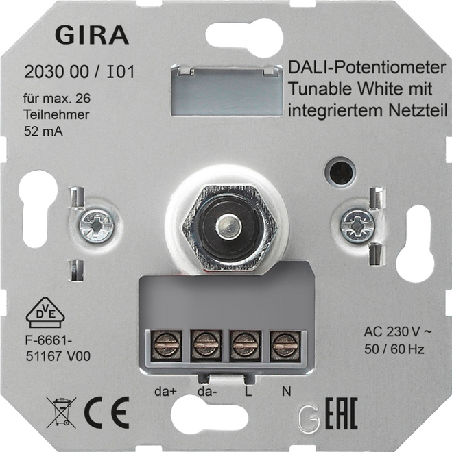 Gira DALI-Potentiometer Tun.WH Netzt.Einsatz 203000