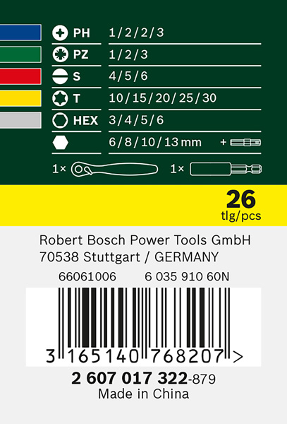 Bosch Power Tools Schrauberbit- und Ratschen-Set 2607017322