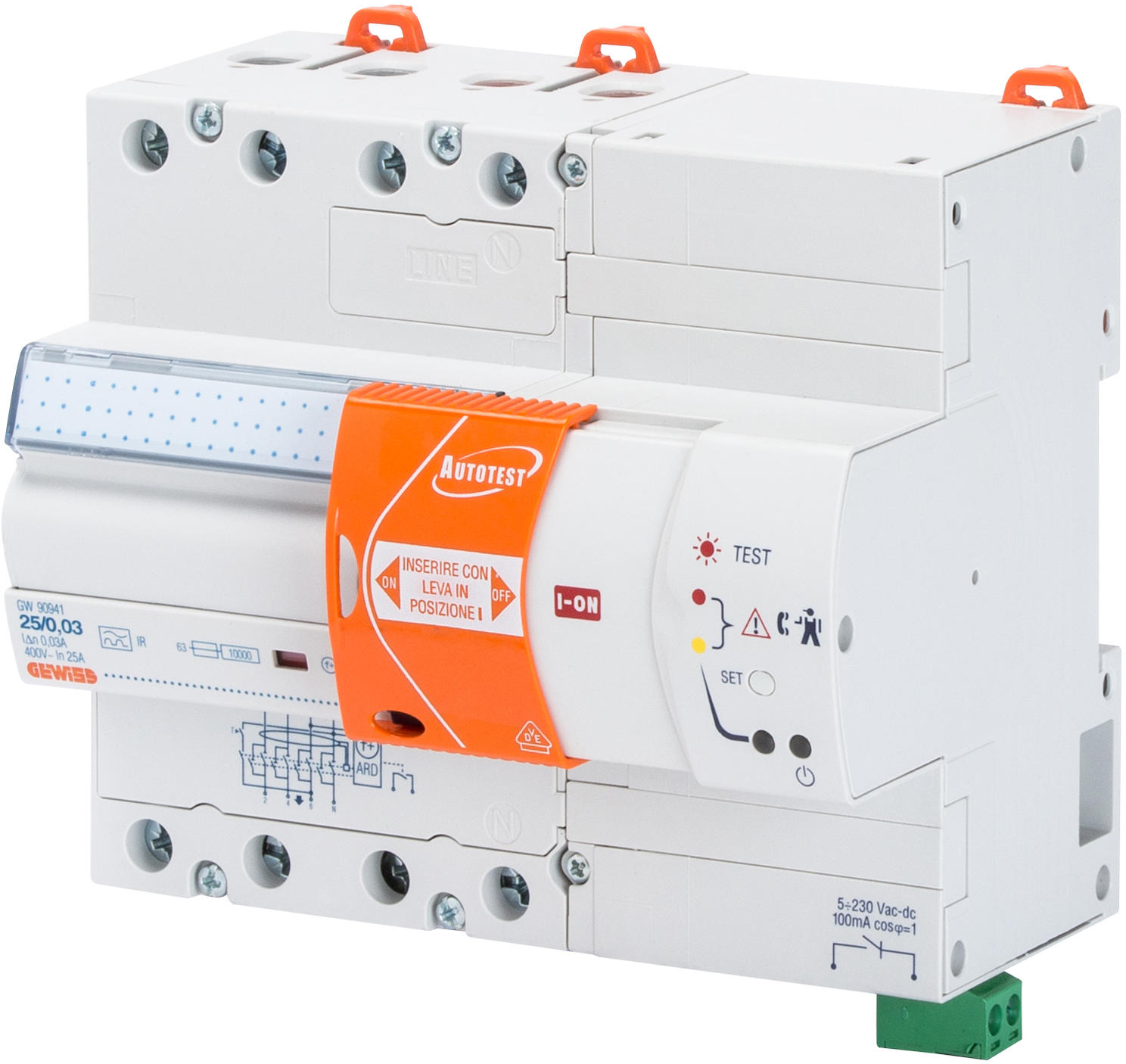 Gewiss FI-Schutzschalter 63A/30mA 4pol. GW90923 Gewiss FI-Schutzschalter 63A/30mA 4pol. GW90923