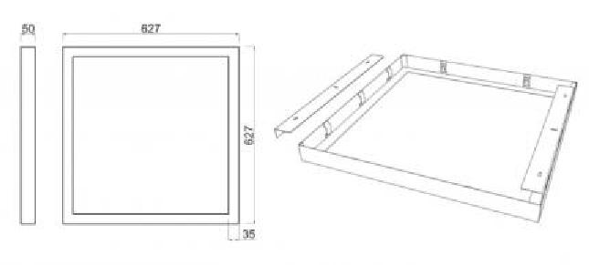 Weloom Ceiling mounting frame for LED panel / recessed luminaire for grid spacing 595x595 / system dimension 600x600mm