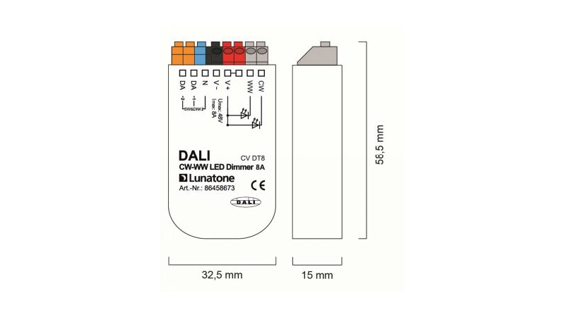 Lunatone Light Management LED-Dimmer DALI CW-WW CV 8A - 86458673