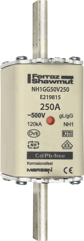 Mersen NH-Sicherungseinsatz SF Gr.1 gG 250A/500V KM NH1GG50V250 - E219815 Mersen NH-Sicherungseinsatz SF Gr.1 gG 250A/500V KM NH1GG50V250 - E219815