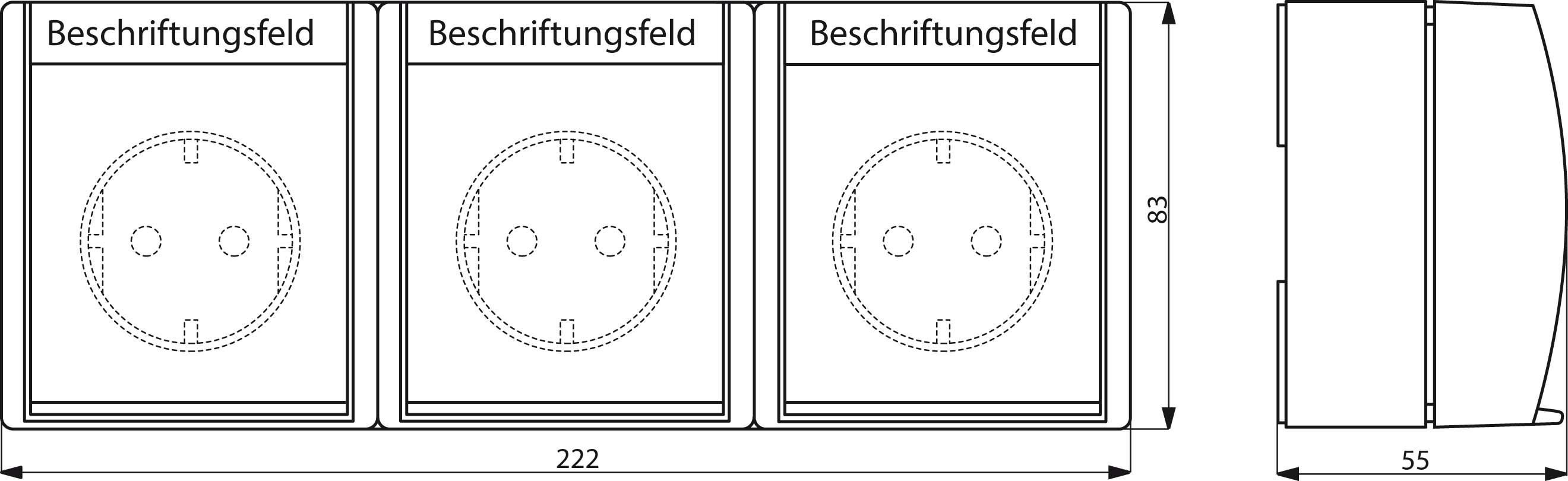 Busch-Jaeger SCHUKO-Dreifachsteckdose 2300/3 EW-54 - 2CKA002084A0712