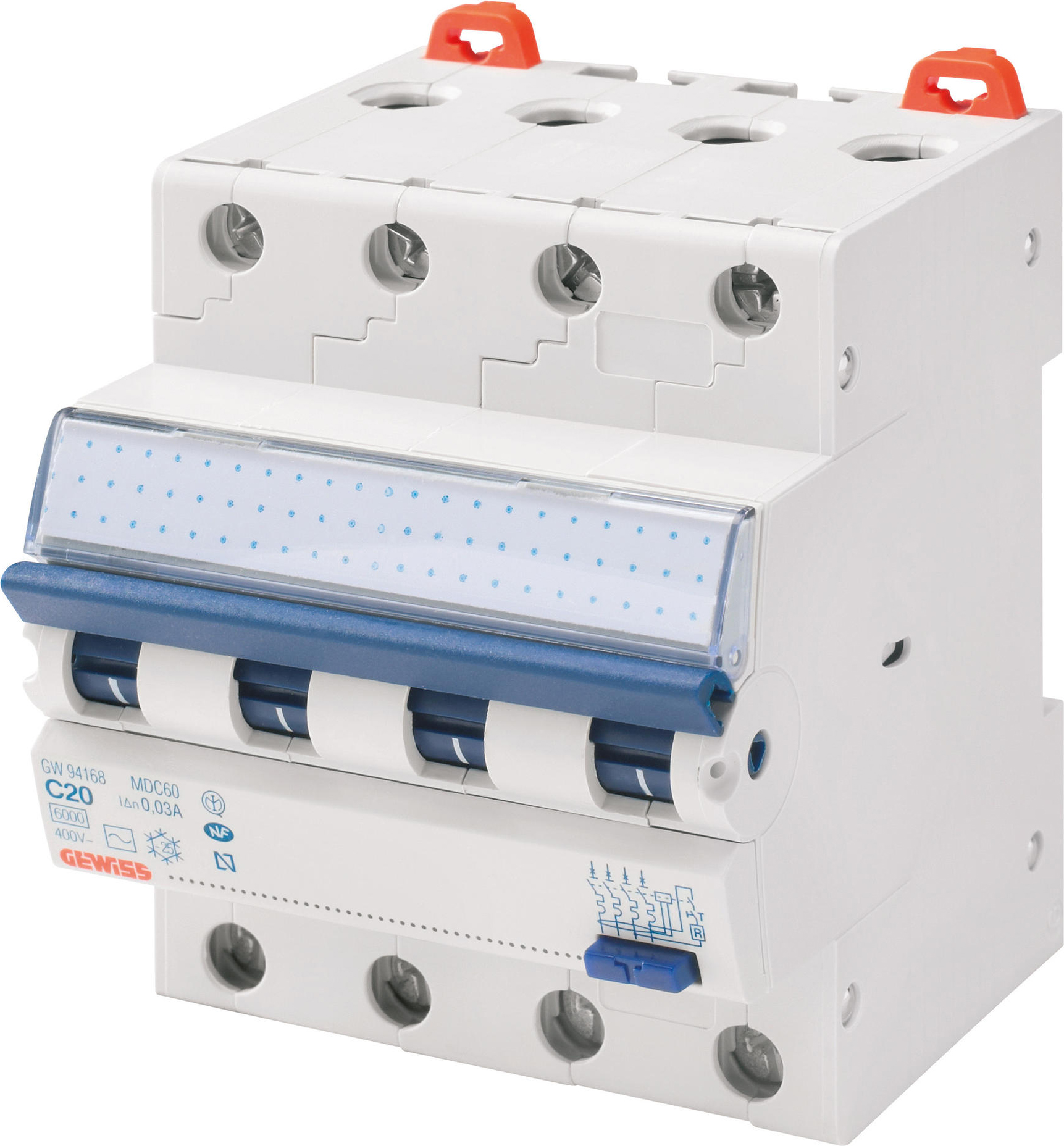 Gewiss FI/LS-Schalter C16, 30mA, 4-polig GW94367 Gewiss FI/LS-Schalter C16, 30mA, 4-polig GW94367