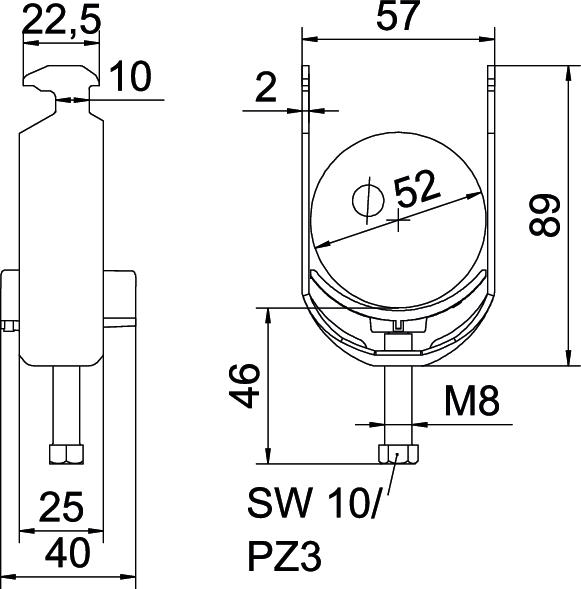 OBO Bettermann Vertr Bügelschelle 46-52mm BS-H1-K-52 FT - 1186249