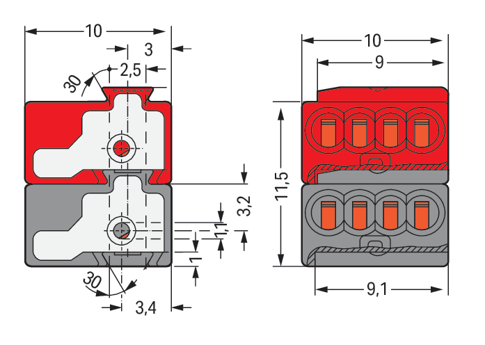 WAGO GmbH & Co. KG Busankoppler-Klemme dunkelgrau rot verr. 243-211