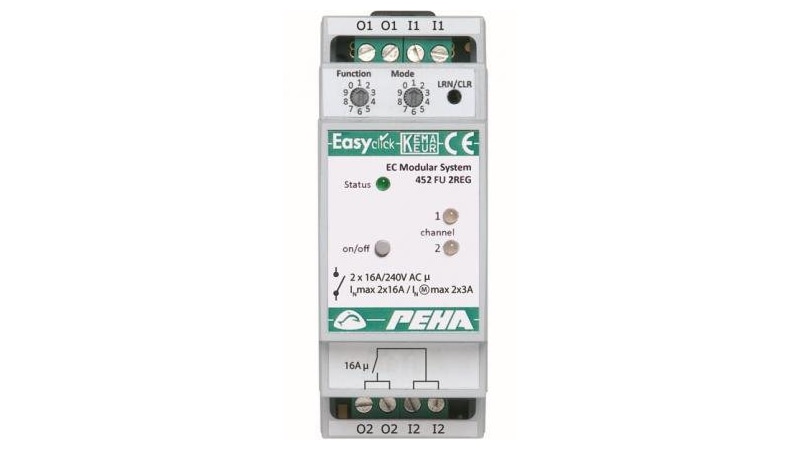 PEHA Lichtmanagement EnOcean Easyclickpro Funk-Schaltmodul 2-Kanal 16A 2TE - 324873