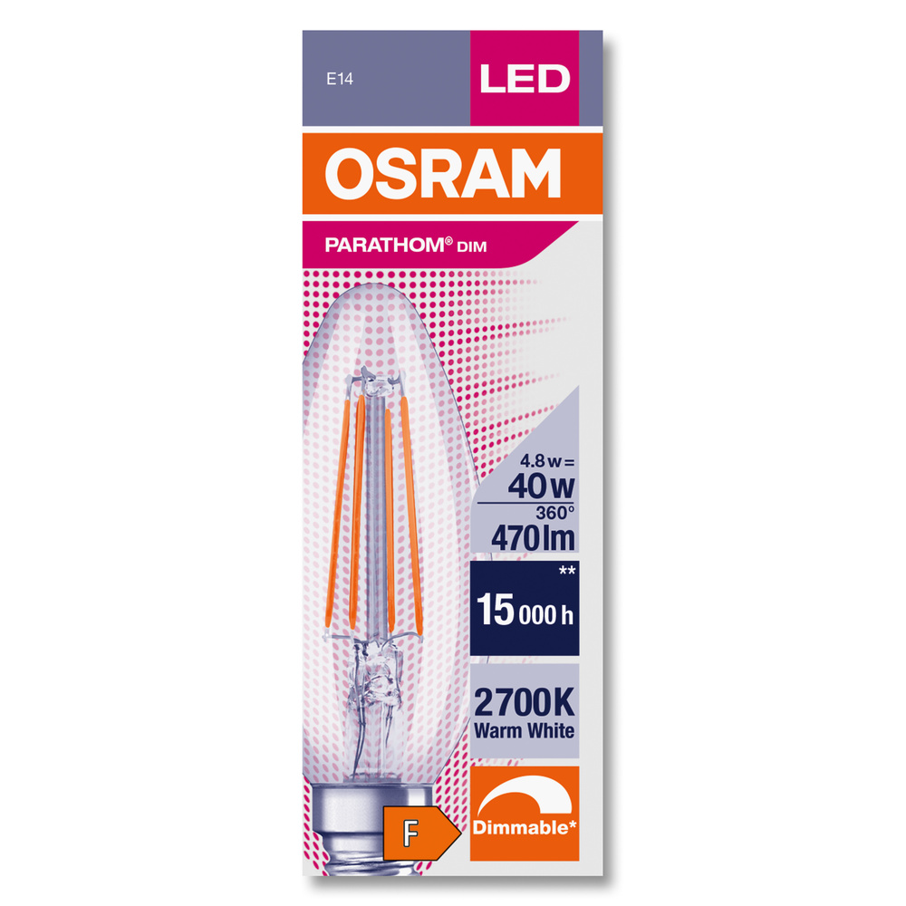 Ledvance LED-Leuchtmittel PARATHOM CLASSIC B DIM 40  4.8 W/2700 K E14  - 4099854067532