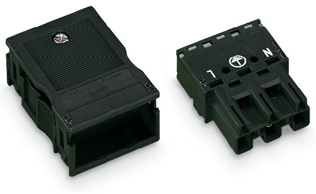 WAGO Stecker mit Zugentlastungsgehäuse 3-polig Kod. A 4 mm² schwarz