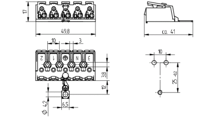 BJB 5-pole pushwire terminal blocks 46.415.1214.50