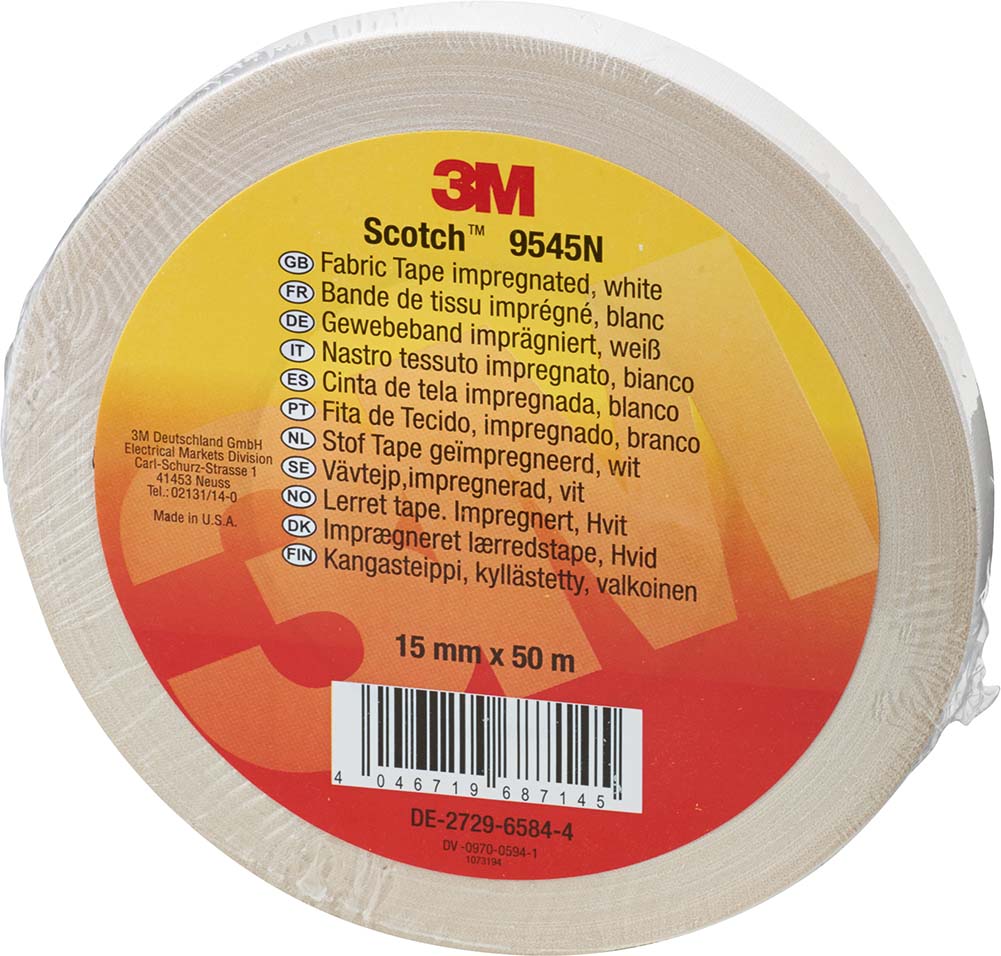 3M Deutschland Imprägniertes Gewebeband 15 mm x 50 m, weiß 9545N W15