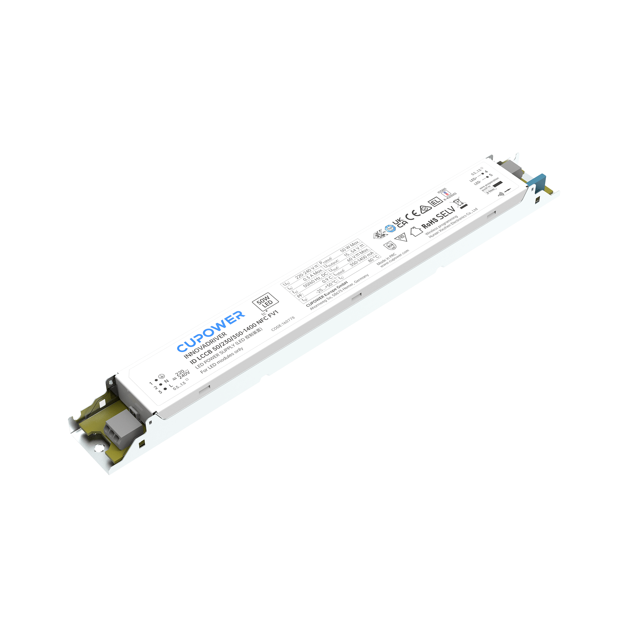 Cupower LED-Treiber ID LCCB 50/230/350-1400 NFC FV1 - 160778 Cupower LED-Treiber ID LCCB 50/230/350-1400 NFC FV1 - 160778