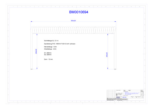 Bachmann Spiralleitung H05VV-F 3G1.5 sw BM0010694