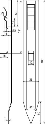 DEHN Abstandshalter L280mm St/tZn gerade AH FE RF - 290002