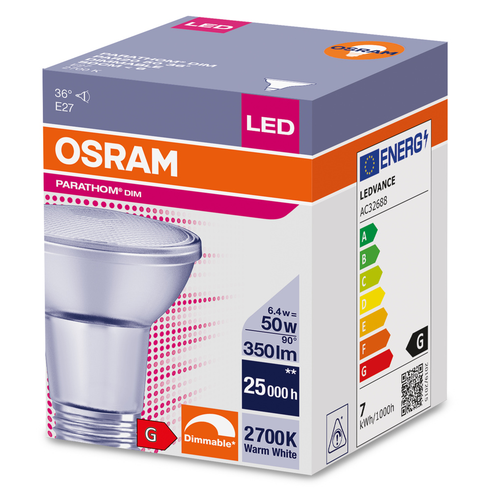 Ledvance LED lamp PARATHOM DIM PAR20 50 36 °  6.4 W/2700 K E27