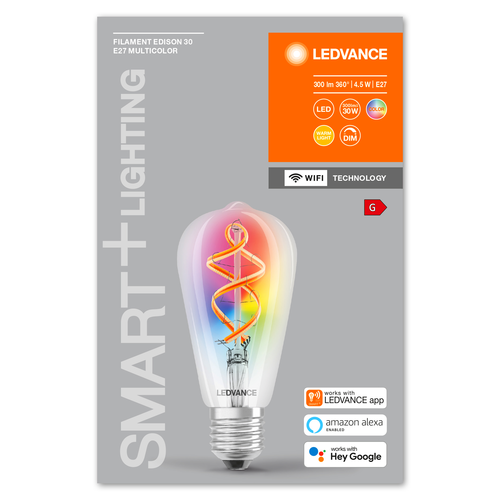 Ledvance LED-Leuchtmittel SMART+ WiFi Filament Edison RGBW 30  4.5 W/2700 K E27  - 4058075609914
