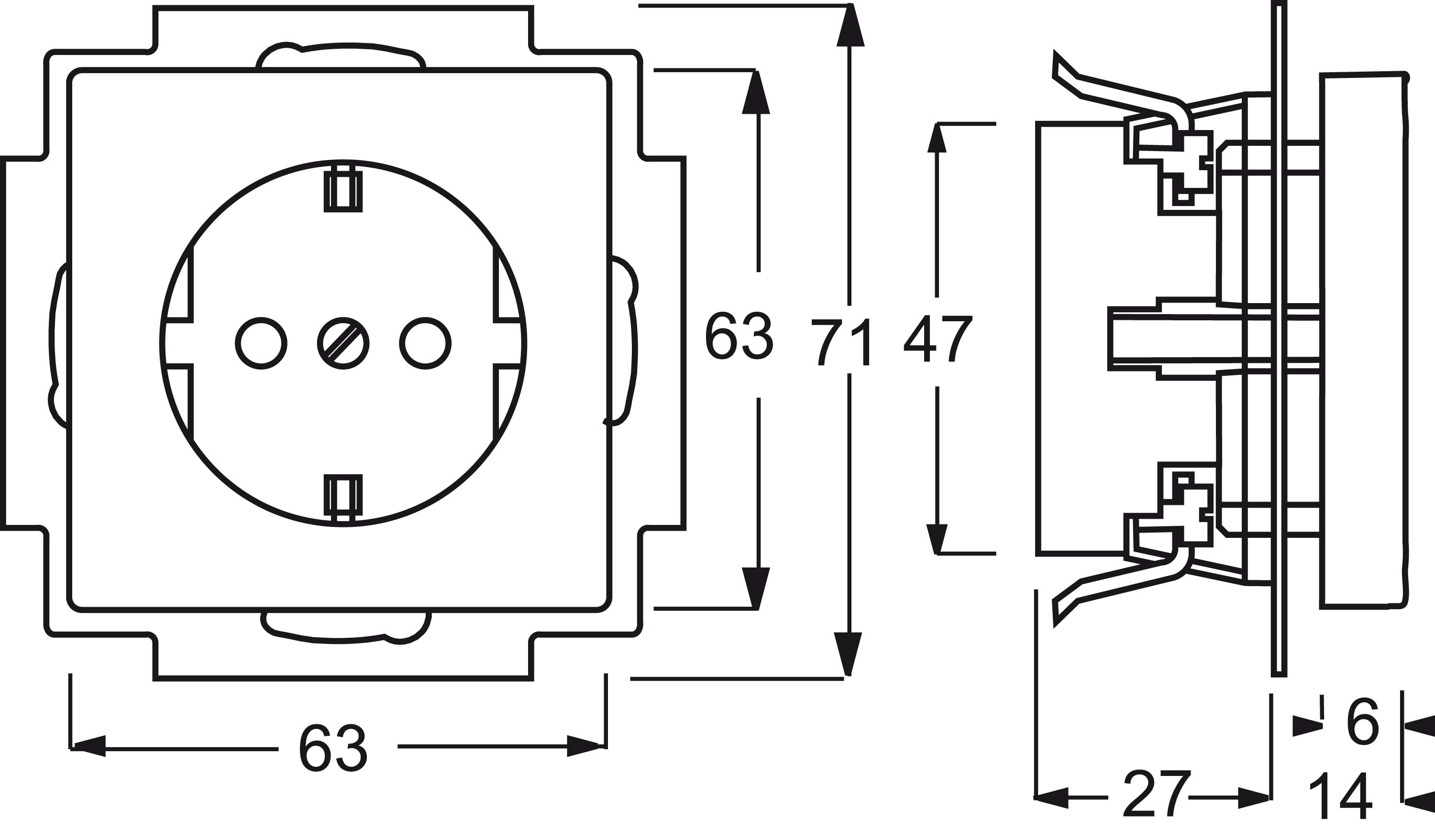 Busch-Jaeger Steckdosen-Einsatz dav/sws Schuko 2P+E16A250V 20 EUCKS-84 - 2CKA002013A5245