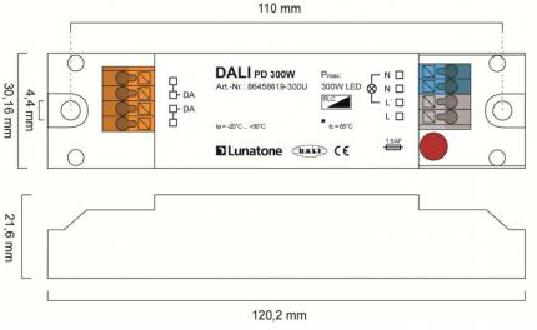 Lunatone Phasenabschnittsdimmer DALI PD 300W Deckeneinwurf