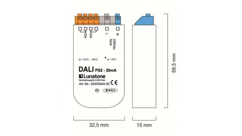 Lunatone Light Management Power Supply DALI PS2 30mA - 24033444-30