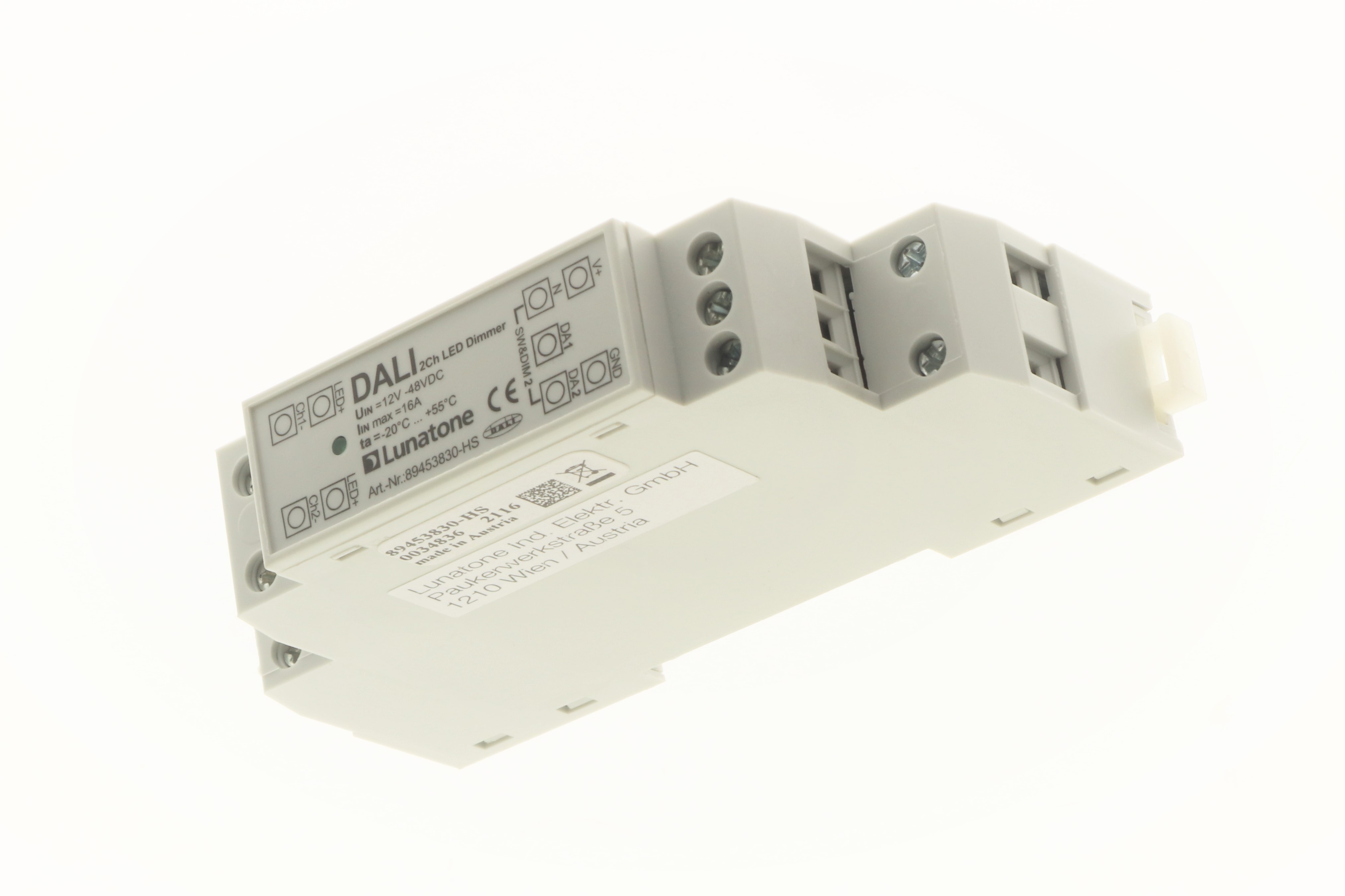 Lunatone LED driver DALI 2Ch LED Dimmer 16A - DinRail - 89453830-HS