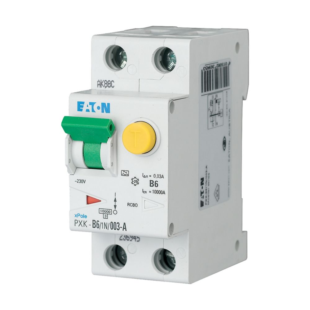 Eaton FI/LS-Kombischalter B 6A 1p+N, 30mA PXK-B6/1N/003-A