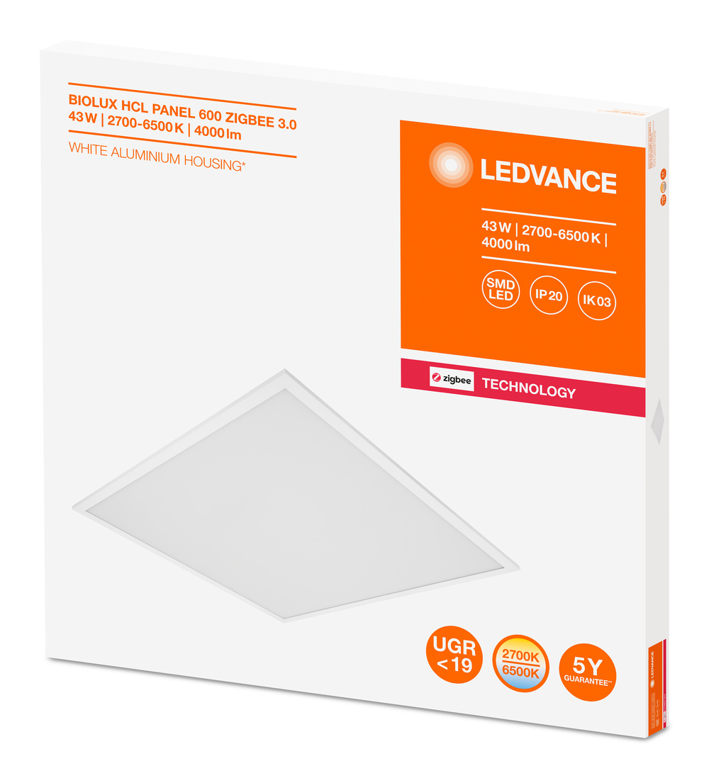 Ledvance LED panel luminaire BIOLUX HCL PANEL ZIGBEE 600 ZB 43W 2700-6500K - 4058075364547