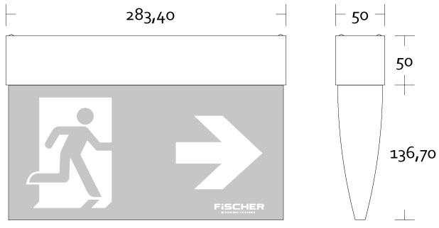 Fischer LED-Rettungszeichenleuchte 3/8h,27m,IP54 F1U383AT2.V4