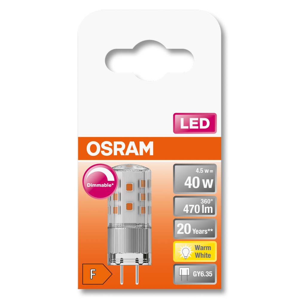 Ledvance LED-Leuchtmittel LED PIN 12 V DIM 40 320 ° 4.5 W/2700 K GY6.35 