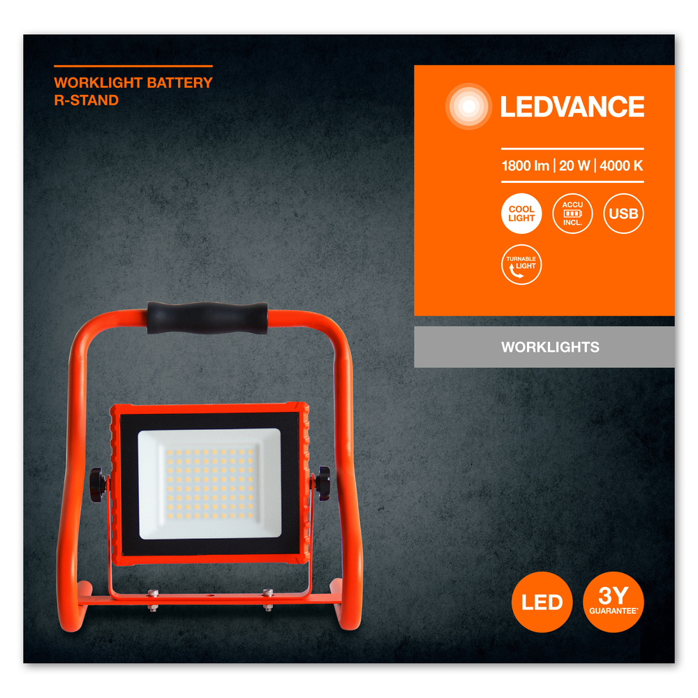 Ledvance LED-Arbeitslicht flexibel LED WORKLIGHT BATTERY 20W 840 R-ST – 4058075576490