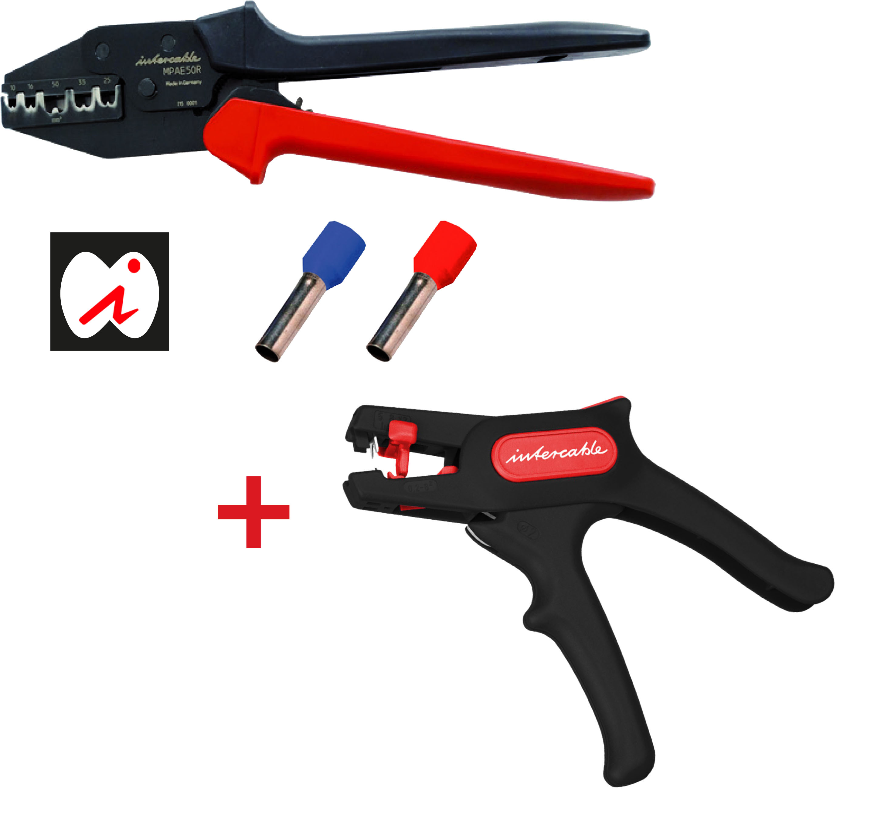 Intercable Tools Mech. Press- und Abisolier -werkzeug-SeT ICAKTION1-25