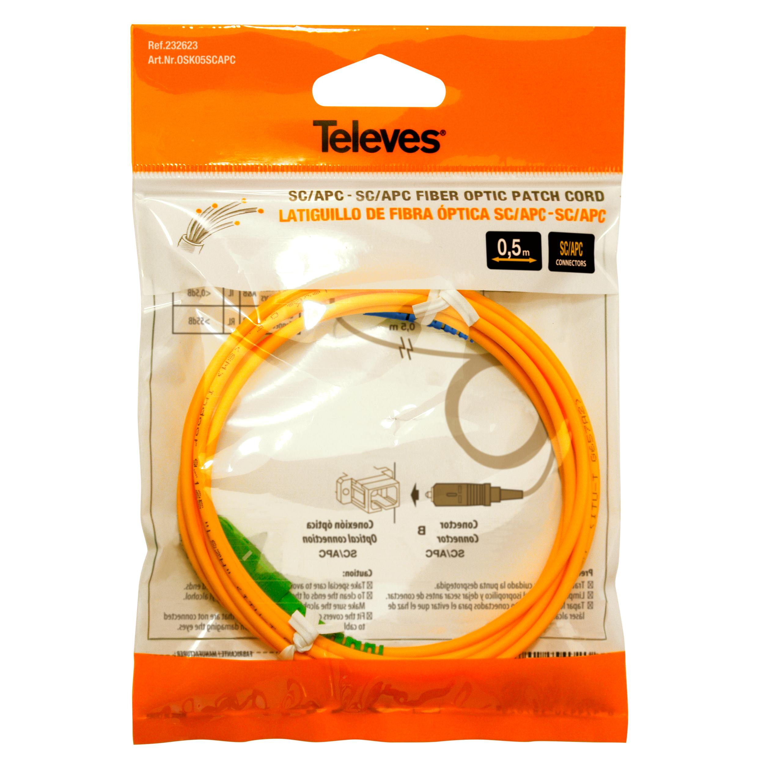 Televes Optisches Kabel 0,5mSC/APC OSK05SCAPC