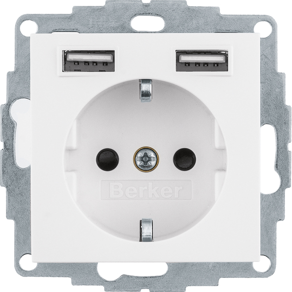 Berker Steckdose SCHUKO/USB S.1, polarweiß mt. 48031909