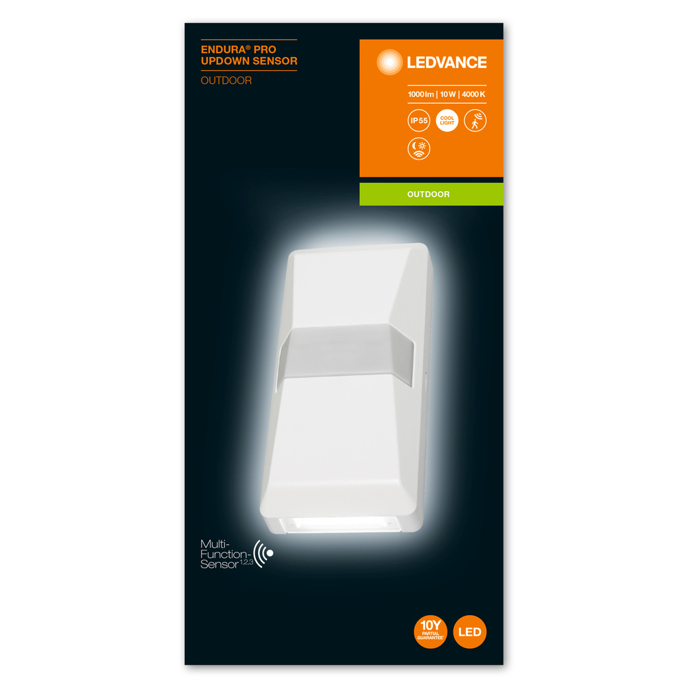 Ledvance Dekorative LED-Außenleuchte ENDURA PRO UPDOWN SENSOR 10W 840 IP55 WT - 4058075228948