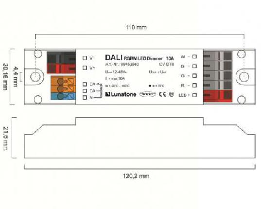 Lunatone LED-Dimmer DALI RGBW CV 10A 