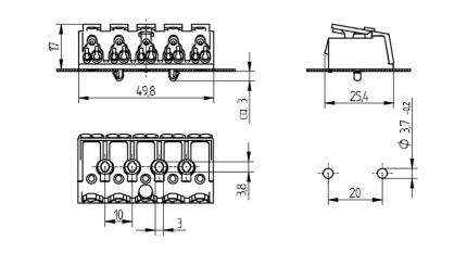 BJB 5-pole pushwire terminal blocks 46.415.1100.50