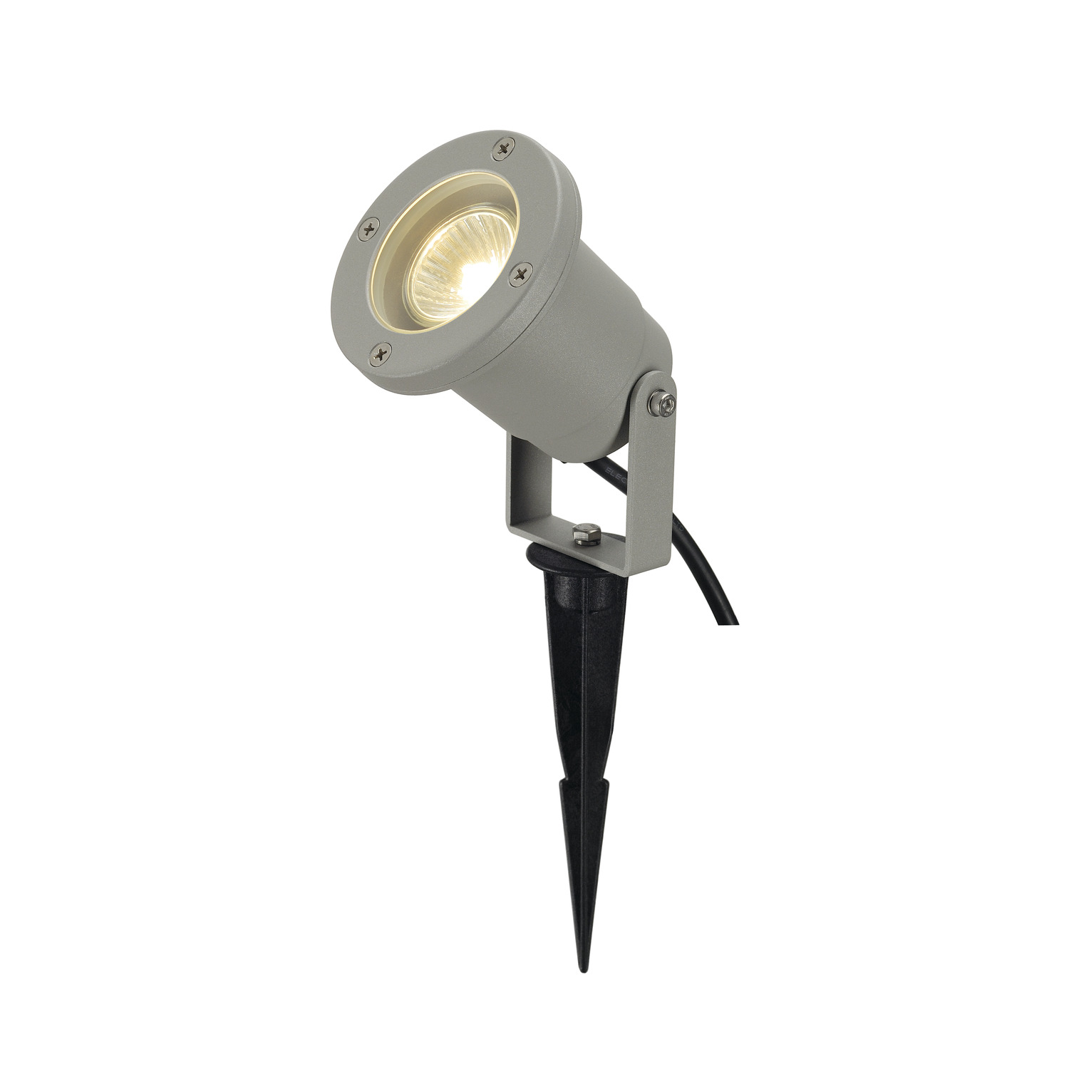 SLV NAUTILUS 10, Outdoor Spiessleuchte, QPAR51, IP65, silbergrau, max. 35W, inkl. 1,5m Kabel mit Stecker - 227418