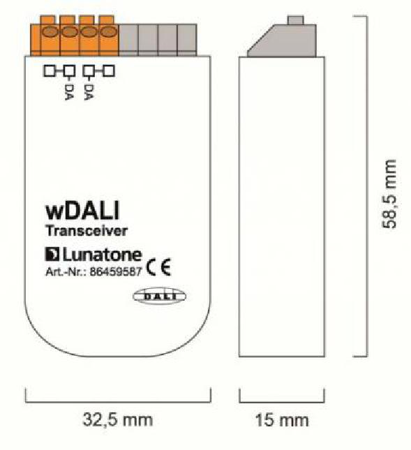 Lunatone DALI Funktaster-Steuermodul + Transceiver wDALI Switch Cross Weiß - 86459541-W+T