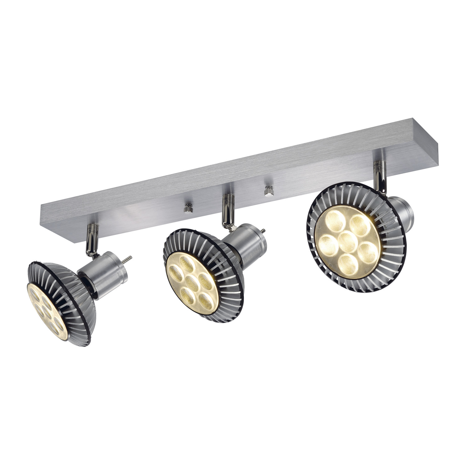 SLV ASTO, Wand- und Deckenleuchte, dreiflammig, QPAR51, aluminium gebürstet, max. 225 W - 147443 SLV ASTO, Wand- und Deckenleuchte, dreiflammig, QPAR51, aluminium gebürstet, max. 225 W - 147443