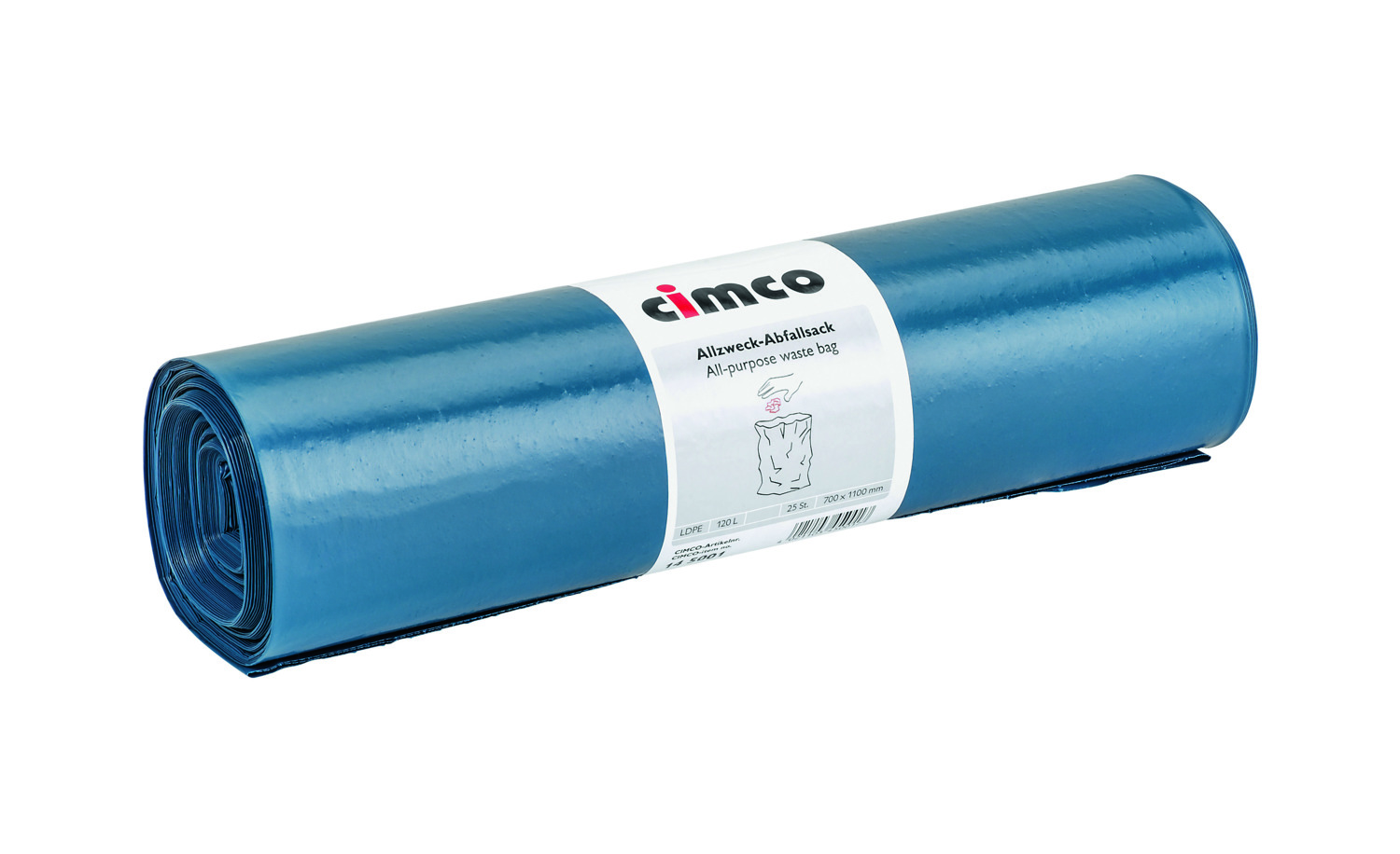 Cimco Werkzeuge Müllbeutel 120l, blau 25 Sack auf Rolle 145001