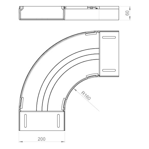 Unex Flachbogen 90Grad lgr 60x200mm 66210