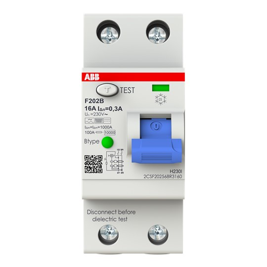 ABB Stotz S&J FI-Schutzschalter TypB 2P,16A,300mA F202B-16/0,3-2TE
